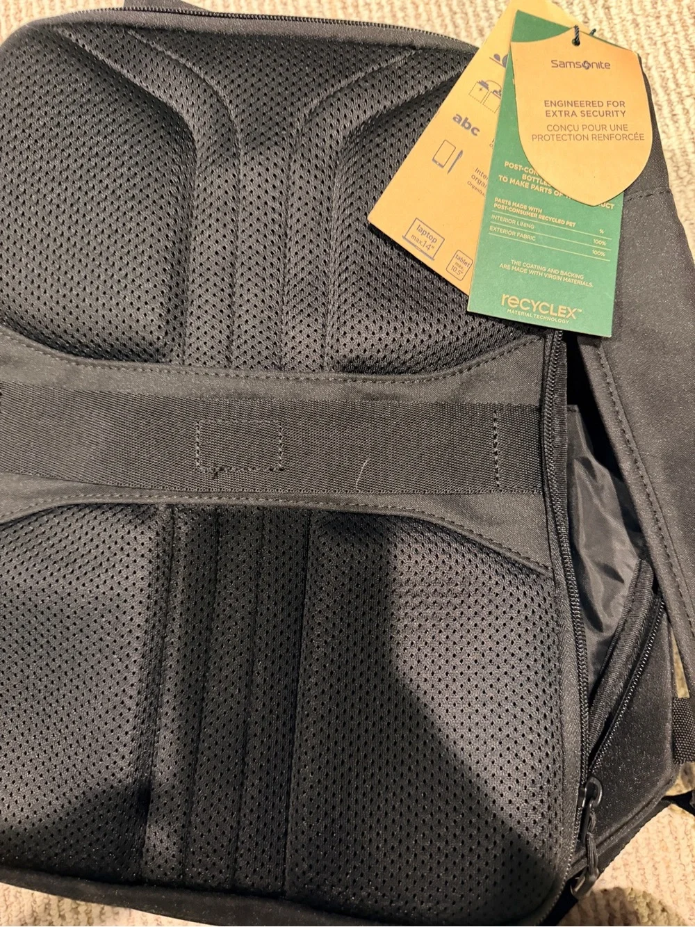 Samsonite Black Backpack with Reflective Center Stripe